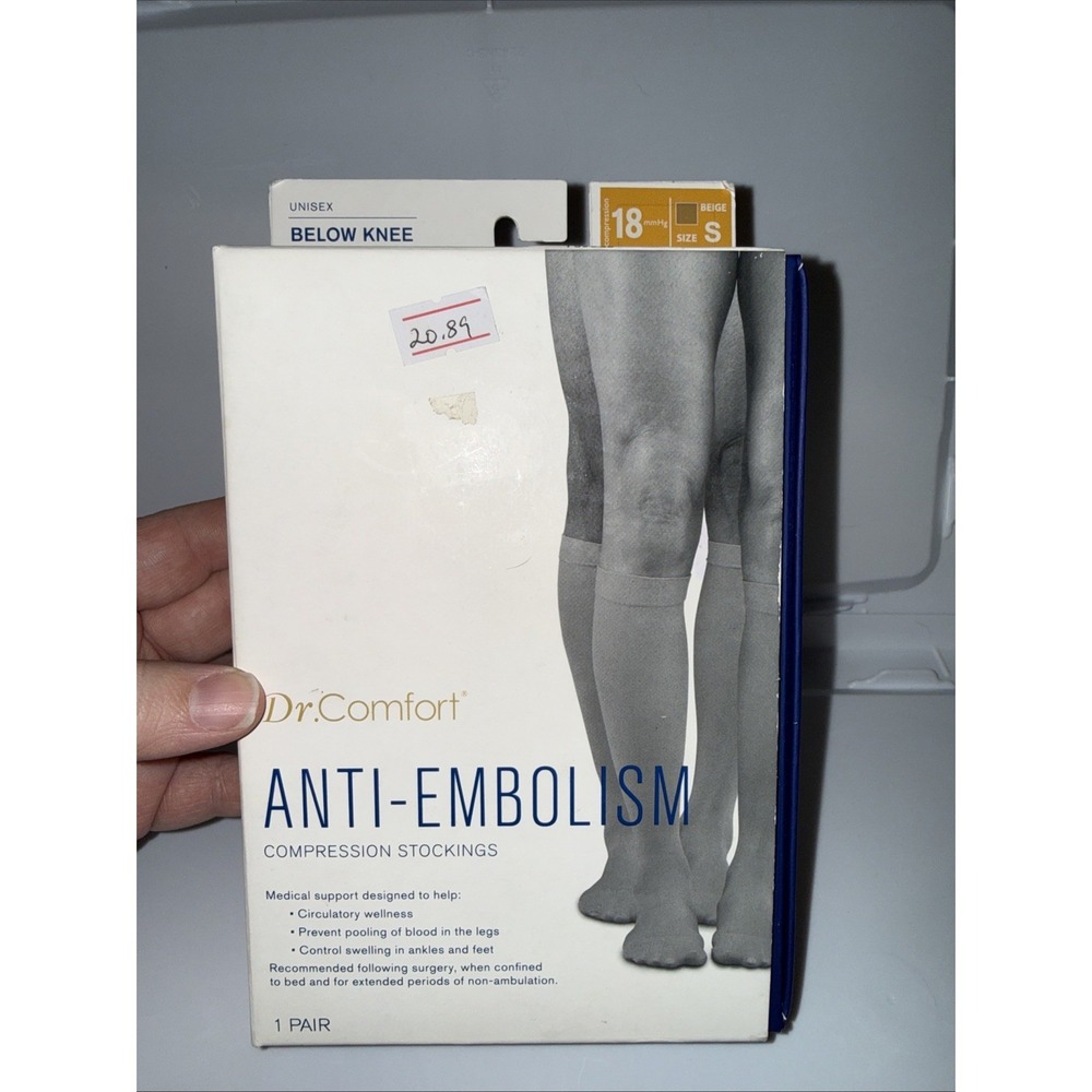 Dr. Comfort Anti-Embolism Compression Stockings, Below Knee, 18mmHg (Size: S) Be